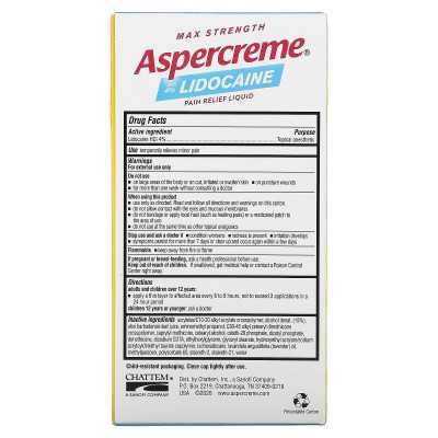 Aspercreme, Max Siły Pain Relief Płyn, z 4% lidokainą, olejem eterycznym lawendowym, 2,5 fl oz (73 ml)