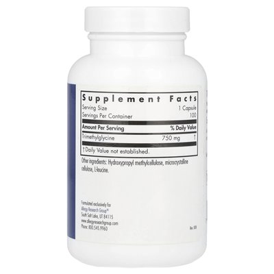 Allergy Research Group, TMG, 750 mg, 100 vegetarian capsules