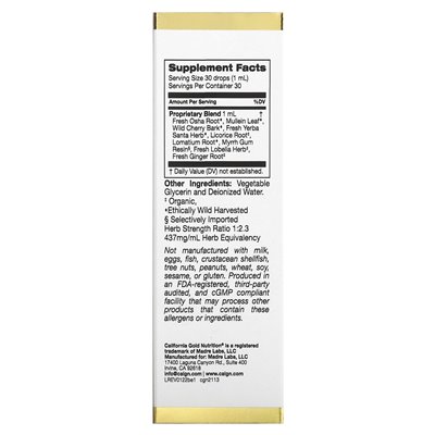 California Gold Nutrition, Bronchial Exating, 1 Fl Oz (30 ml) California Gold Nutrition, Bronchial Exating, 1 Fl Oz (30 ml)