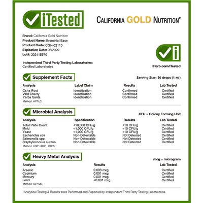 California Gold Nutrition, Bronchial Exating, 1 Fl Oz (30 ml) California Gold Nutrition, Bronchial Exating, 1 Fl Oz (30 ml)