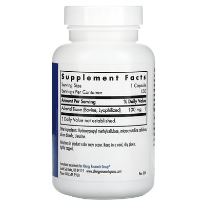 Allergy Research Group, Adrenal, Natural Gland, 150 Vegicaps