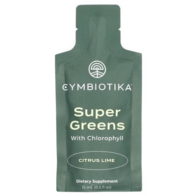 Cymbiotika, Super Zielone, z chlorofilem, wapnem cytrusowym, 30 torebek, 15 ml każdy