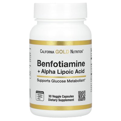 California Gold Nutrition, Benfotiamine + Alpha Lipoic Acid, 30 Vegetarian Capsules