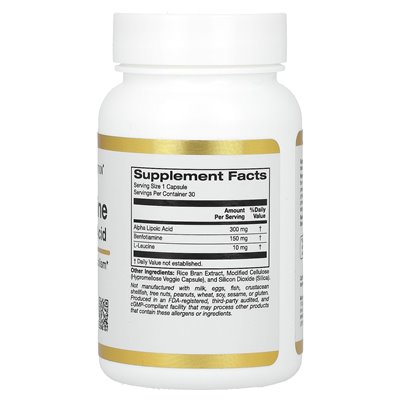 California Gold Nutrition, Benfotiamine + Alpha Lipoic Acid, 30 Vegetarian Capsules