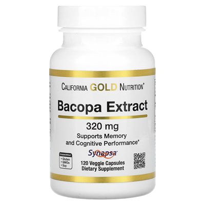 California Gold Nutrition, ekstrakt z Bacopa, 320 mg, 120 kapsułek wegetariańskich California Gold Nutrition, ekstrakt z Bacopa, 320 mg, 120 kapsułek wegetariańskich