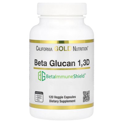 California Gold Nutrition, Beta Glucan 1,3D with BetaimMuneshield™, 125 mg, 120 Vegetarian Capsules