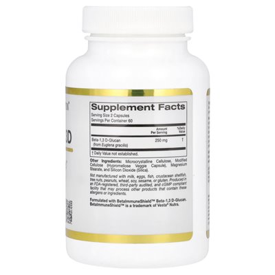 California Gold Nutrition, Beta Glucan 1,3D with BetaimMuneshield™, 125 mg, 120 Vegetarian Capsules