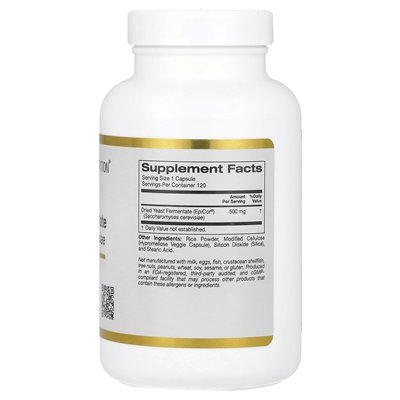 California Gold Nutrition, Epicor®, suszone fermentat drożdży, 500 mg, 120 kapsułek warzywnych