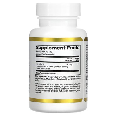 California Gold Nutrition, Huperzine A, 250 McG, 90 Vegetarian Capsules