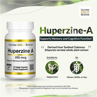 California Gold Nutrition, Huperzin A, 250 McG, 90 vegetarische Kapseln