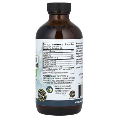 Niesamowite zioła, mieszanka oleju z czarnego nasion, z czystym olejem z nasion lnu, 8 Fl.Oz (240 ml)