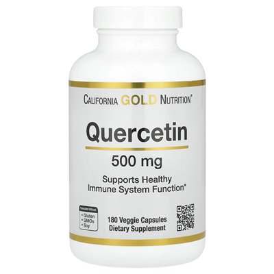 California Gold Nutrition, kwercetyna, 500 mg, 180 kapsułek wegetariańskich