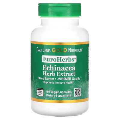 California Gold Nutrition, EuroHehbs, Echinacea Herb Extract, Euromed Quality, 80 mg, 180 kapsułek wegetariańskich California Gold Nutrition, EuroHehbs, Echinacea Herb Extract, Euromed Quality, 80 mg, 180 kapsułek wegetariańskich