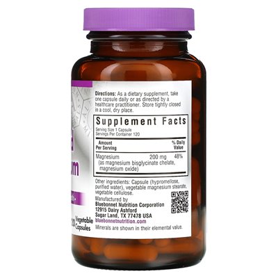 Bluebonnet Nutrition, buforowane chelatowane magnez, 120 kapsułek warzywnych
