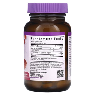 Bluebonnet Nutrition, Earth Sweet Dżewables, melatonina, malina, 5 mg, 120 tabletek do żucia Bluebonnet Nutrition, Earth Sweet Dżewables, melatonina, malina, 5 mg, 120 tabletek do żucia