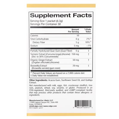 California Gold Nutrition, Prebiotic Fibre Plus kurkuma, imbir i Boswellia, 30 pakietów, 0,22 uncji (6,3 g) każdy California Gold Nutrition, Prebiotic Fibre Plus kurkuma, imbir i Boswellia, 30 pakietów, 0,22 uncji (6,3 g) każdy