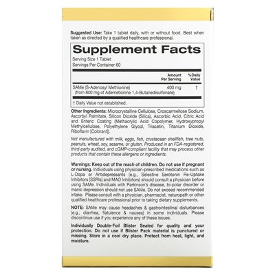 California Gold Nutrition, Same (Butanedisulfate), 400 mg, 60 Enteric-Coated Tablets