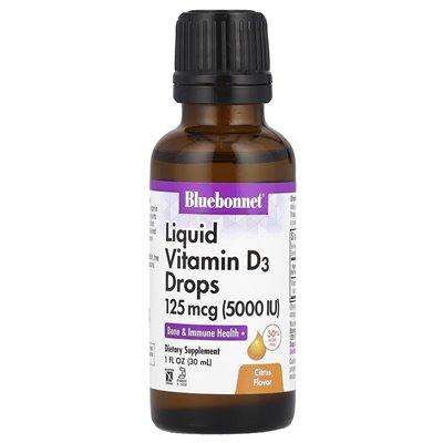 Bluebonnet Nutrition, Liquid Vitamin D3, Citrus, 125 mcg (5000 IU), 1 Fl Oz (30 ml)