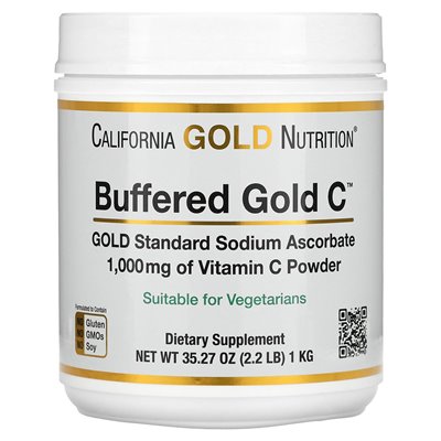 California Gold Nutrition, Bufored Gold C, nie kwasowa witamina C proszek, askorbinian sodu, 2,2 funta (1 kg) California Gold Nutrition, Bufored Gold C, nie kwasowa witamina C proszek, askorbinian sodu, 2,2 funta (1 kg)