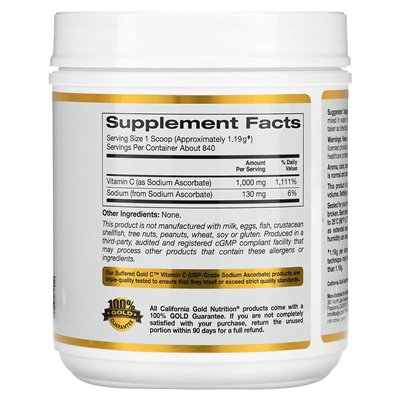 California Gold Nutrition, Bufored Gold C, nie kwasowa witamina C proszek, askorbinian sodu, 2,2 funta (1 kg) California Gold Nutrition, Bufored Gold C, nie kwasowa witamina C proszek, askorbinian sodu, 2,2 funta (1 kg)
