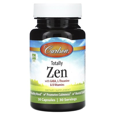Carlson, całkowicie Zen z witaminami GABA, L-Theanine &amp B, 30 kapsułek
