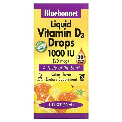 Bluebonnet Nutrition, Liquid Vitamin D3, Citrus, 25 mcg (1000 IU), 1 fl oz (30 ml)