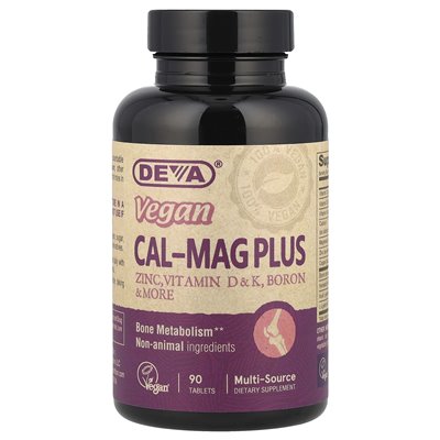 Deva, wegańskie cal-mag Plus, 90 tabletek Deva, wegańskie cal-mag Plus, 90 tabletek