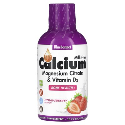 Bluebonnet Nutrition, Liquid Calcium, Magnesium Citrate & Vitamin D3, Strawberry, 16 fl oz (473 ml)