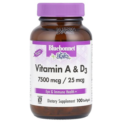 Bluebonnet Nutrition, witamina A i D3, 100 softgels