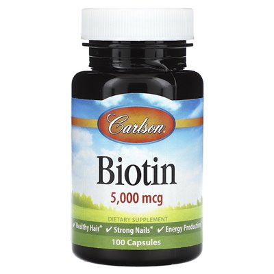 Carlson, biotyna, 5000 mcg, 100 kapsułek Carlson, biotyna, 5000 mcg, 100 kapsułek