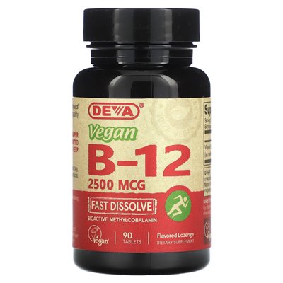 Deva, Vegan B12, Fast-Dissolve, 2500 mcg, 90 tablets