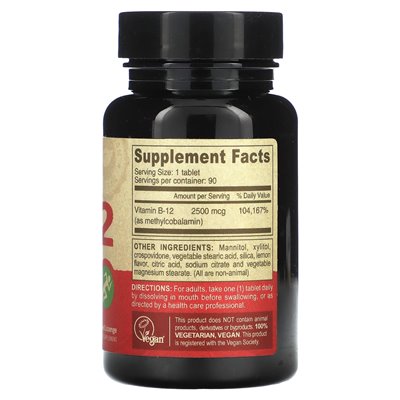 Deva, Vegan B12, Fast-Dissolve, 2500 mcg, 90 tablets