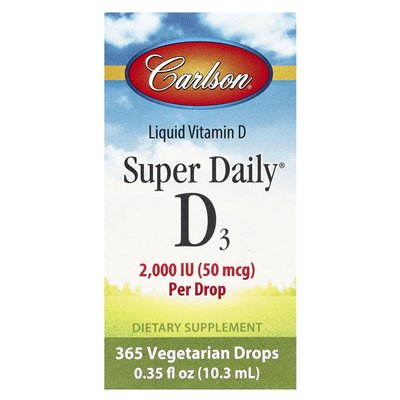 Carlson, Super Daily® D3, 50 mcg (2000 IU), 0.35 Fl Oz (10.3 ml)