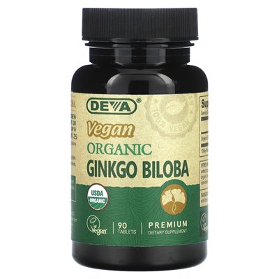 Deva, wegańskie organiczne ginkgo biloba, 90 tabletek