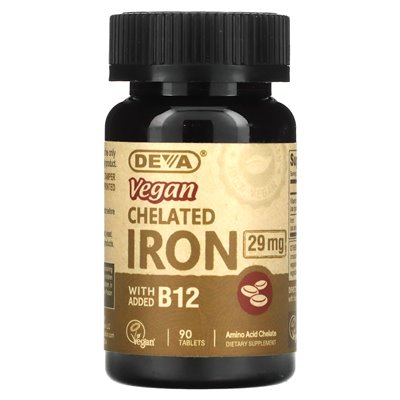 Deva, Wegańskie, Żelowany Żelazo, 29 mg, 90 tabletek Deva, Wegańskie, Żelowany Żelazo, 29 mg, 90 tabletek