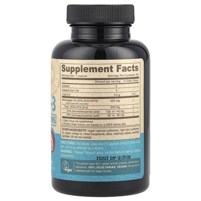 Deva, wegańskie omega-3 dha-epa, opóźnione uwalnianie, 200 mg, 90 wegańskich czapek
