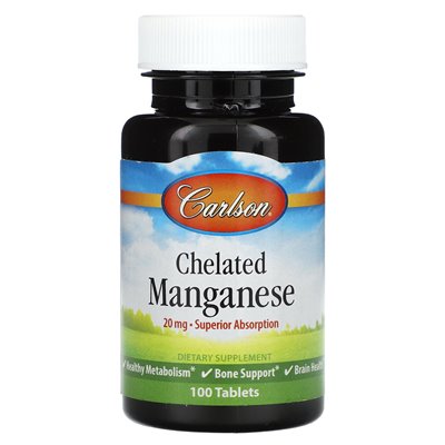 Carlson, chelatowany mangan, 20 mg, 100 tabletek