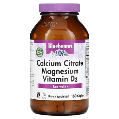 Bluebonnet Nutrition, wapń cytrynianowa witamina magnezowa D3, 180 kapletów Bluebonnet Nutrition, wapń cytrynianowa witamina magnezowa D3, 180 kapletów