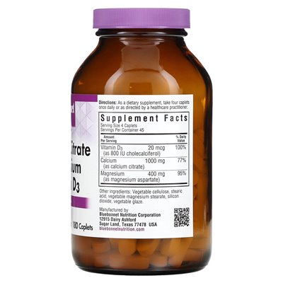 Bluebonnet Nutrition, wapń cytrynianowa witamina magnezowa D3, 180 kapletów Bluebonnet Nutrition, wapń cytrynianowa witamina magnezowa D3, 180 kapletów