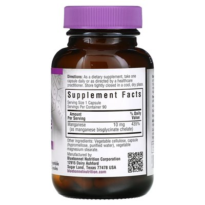 Bluebonnet Nutrition, Chelatisiertes Mangan, 90 vegetarische Kapseln