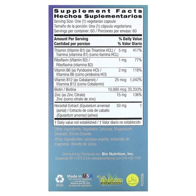 Bio Nutrition, Gesundes Haar mit Biotin 10.000 plus, 60 vegetarische Kapseln