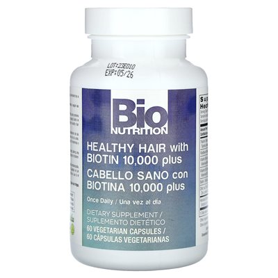 Bio Nutrition, Gesundes Haar mit Biotin 10.000 plus, 60 vegetarische Kapseln