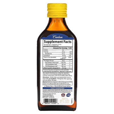 Carlson, Omega 3 Plus D&ampK, naturalna cytryna, 1 430 mg, 6,7 fl oz (200 ml)