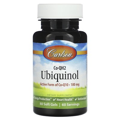 Carlson, CO-QH2 Ubiquinol, 100 mg, 60 miękkich żeli