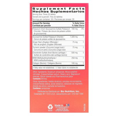 Bio Nutrition, Advanced Glucosamine/Chondroitin/MSM & Kurkuma, Ingwer & Kollagen, 90 Tabletten