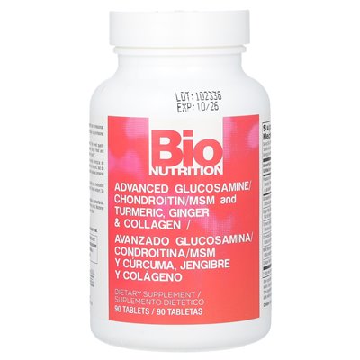 Bio Nutrition, Advanced Glucosamine/Chondroitin/MSM & Kurkuma, Ingwer & Kollagen, 90 Tabletten