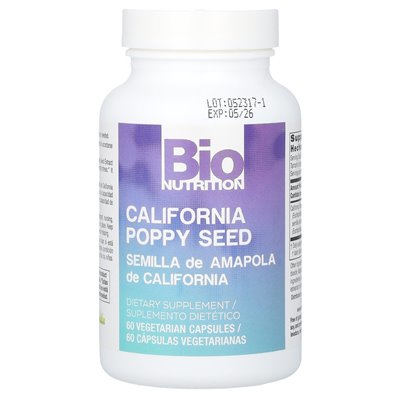 Bio Nutrition, California Poppy Seed, 60 kapsułek wegetariańskich Bio Nutrition, California Poppy Seed, 60 kapsułek wegetariańskich