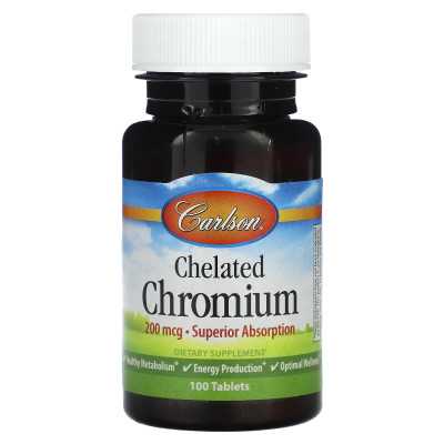 Carlson, Chelated Chromium, 200 mcg, 100 tabletek