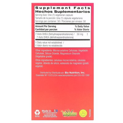 Bio Nutrition, 7-Keto, Dhea, 50 mg, 50 vegetarische Kapseln