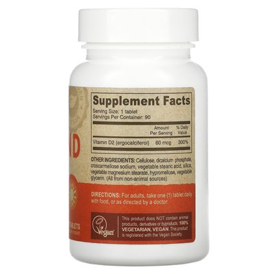 Deva, veganes Vitamin D2, 60 mcg (2400 IE), 90 Tabletten